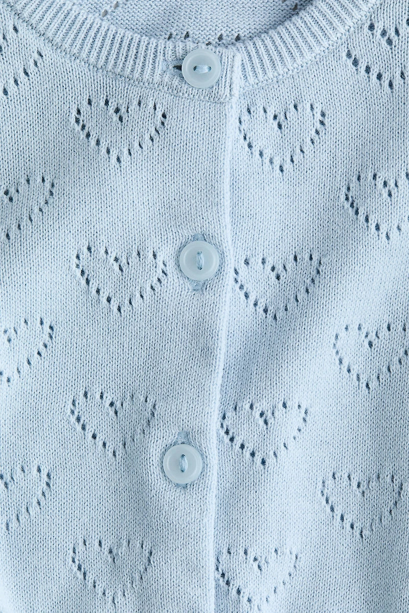 Pattern-knit Cotton Cardigan