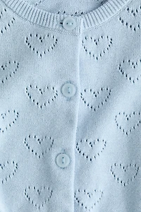 Pattern-knit Cotton Cardigan