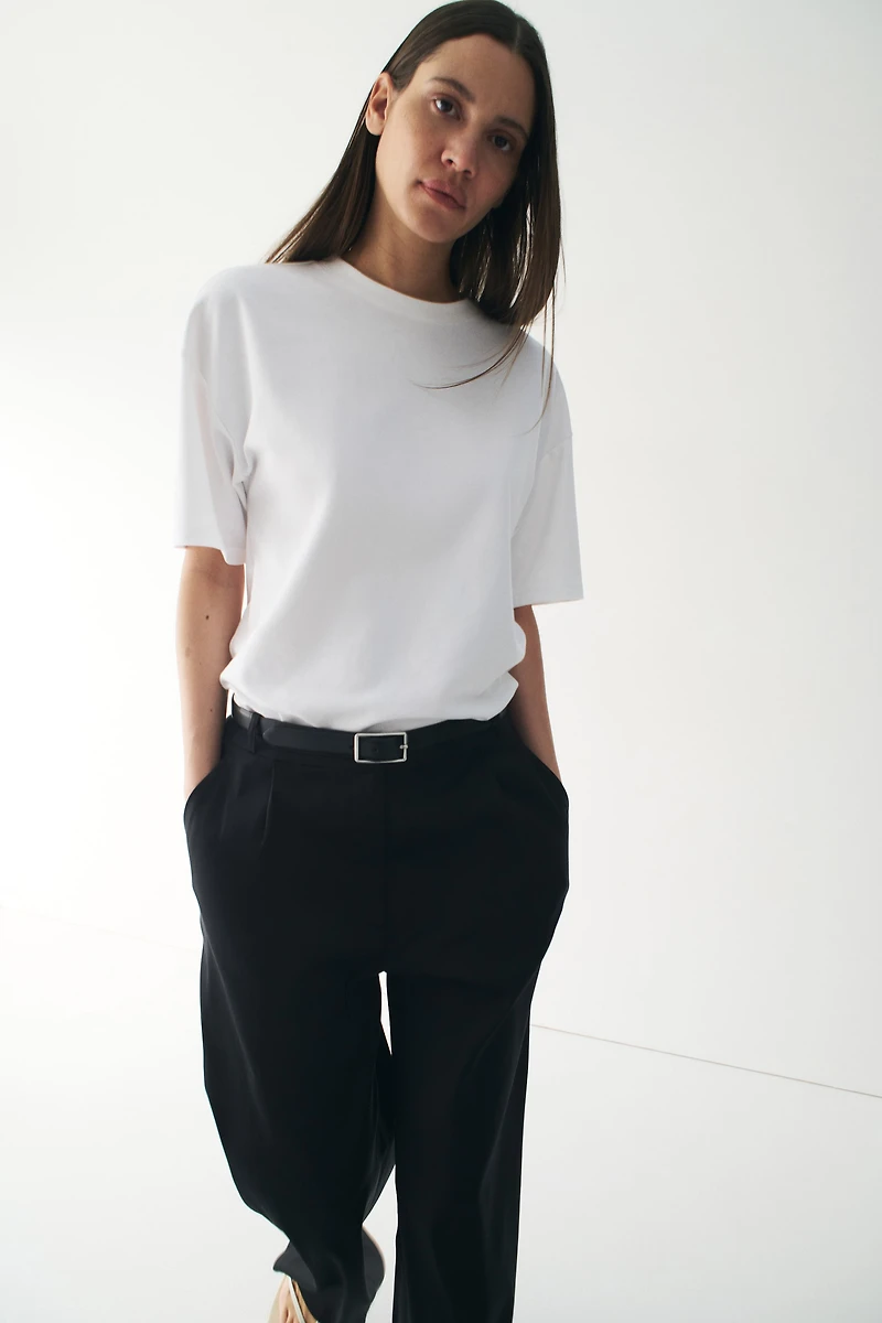 Wide-Leg Linen-Blend Dress Pants