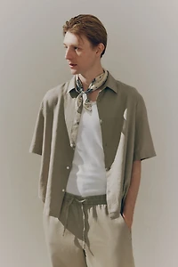 Loose-Fit Short-Sleeved Linen-Blend Shirt