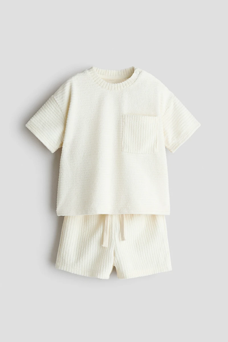 Ensemble 2 pièces en tissu éponge côtelé