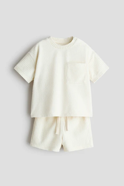 Ensemble 2 pièces en tissu éponge côtelé