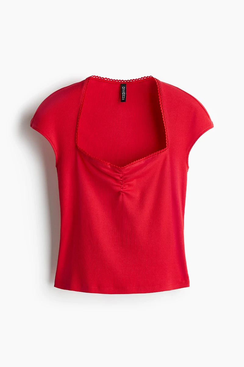 Ribbed Sweetheart-Neck Top