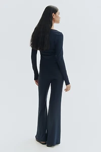Flared fine-knit trousers