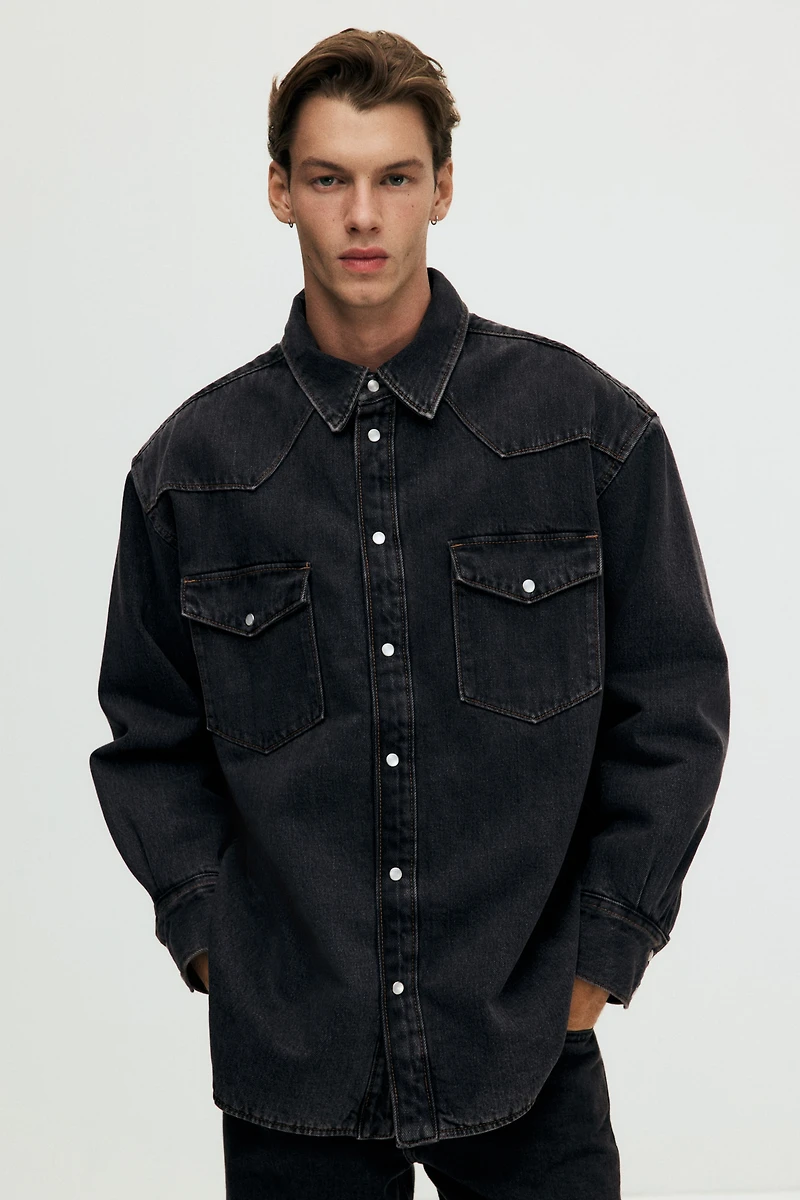 Oversized Padded Denim Shirt