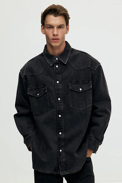 Oversized Padded Denim Shirt