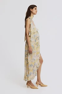 MAMA Flounced Chiffon Dress with Scarf