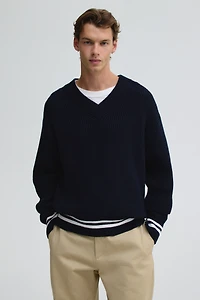 Boxy-Fit Rib-Knit Sweater