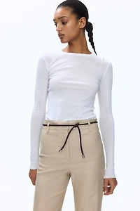 Linen-Blend Bootcut Pants