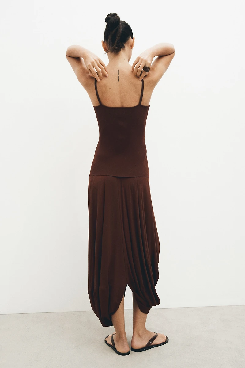 Dual-Fabric Bubble-Hem Dress