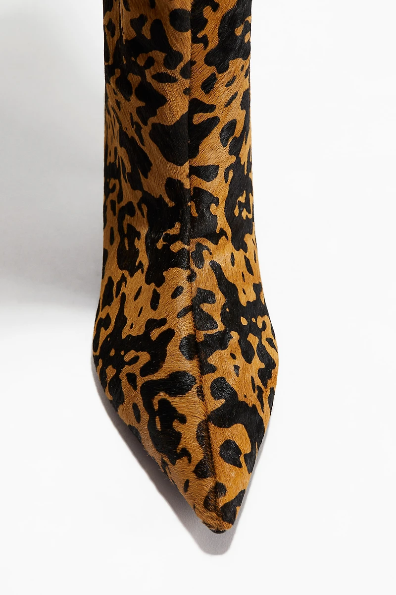 Kitten-Heeled Leather Boots