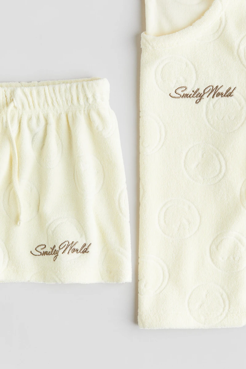 2-Piece Embroidered-Detail Terry Set
