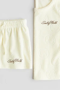 2-Piece Embroidered-Detail Terry Set