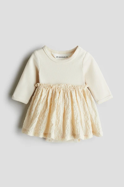 Bodysuit Dress with Seersucker Skirt