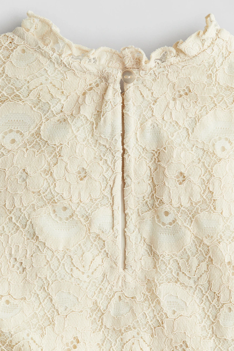 Ruffle-Trimmed Lace Dress