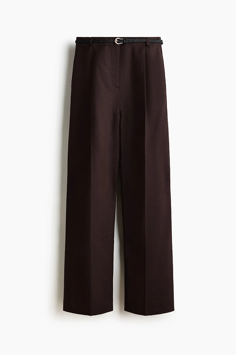 Linen-Blend Pants with Belt