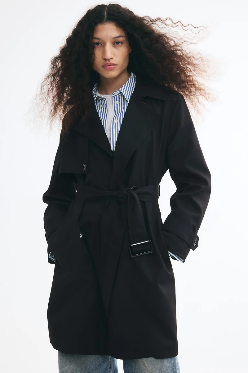 Imperméable au genou en sergé