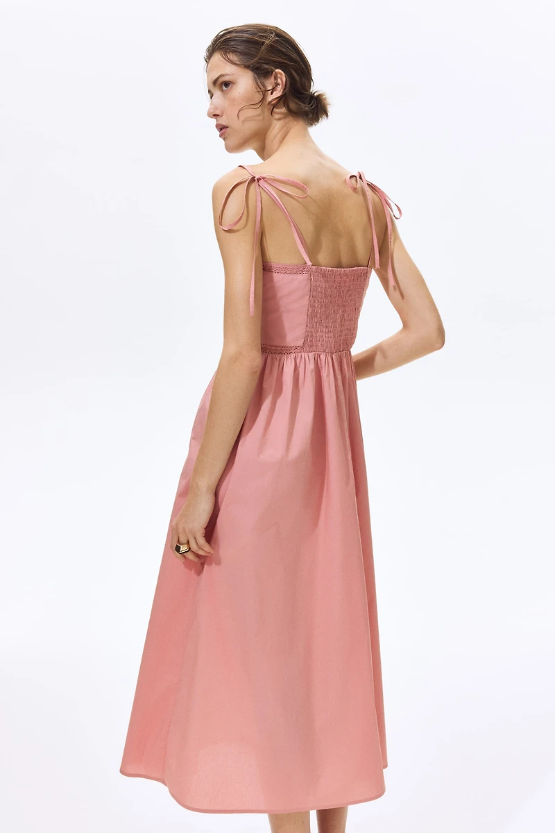 Cotton Dress with Tie-Top Shoulder Straps