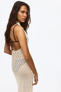 Crochet-Look Scarf-Collar Dress