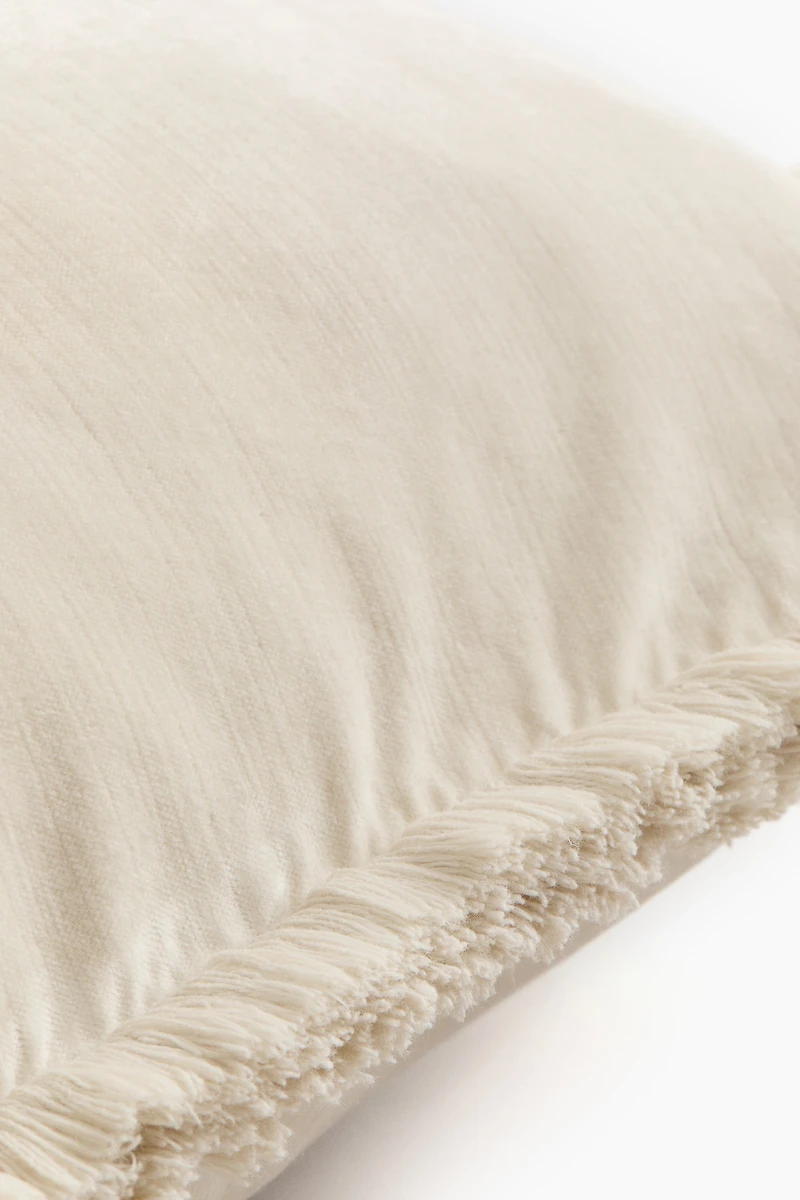 Velvet Cushion Cover with Fringe
