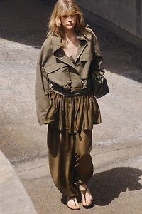 Balloon-Leg Pants with Layered Skirt