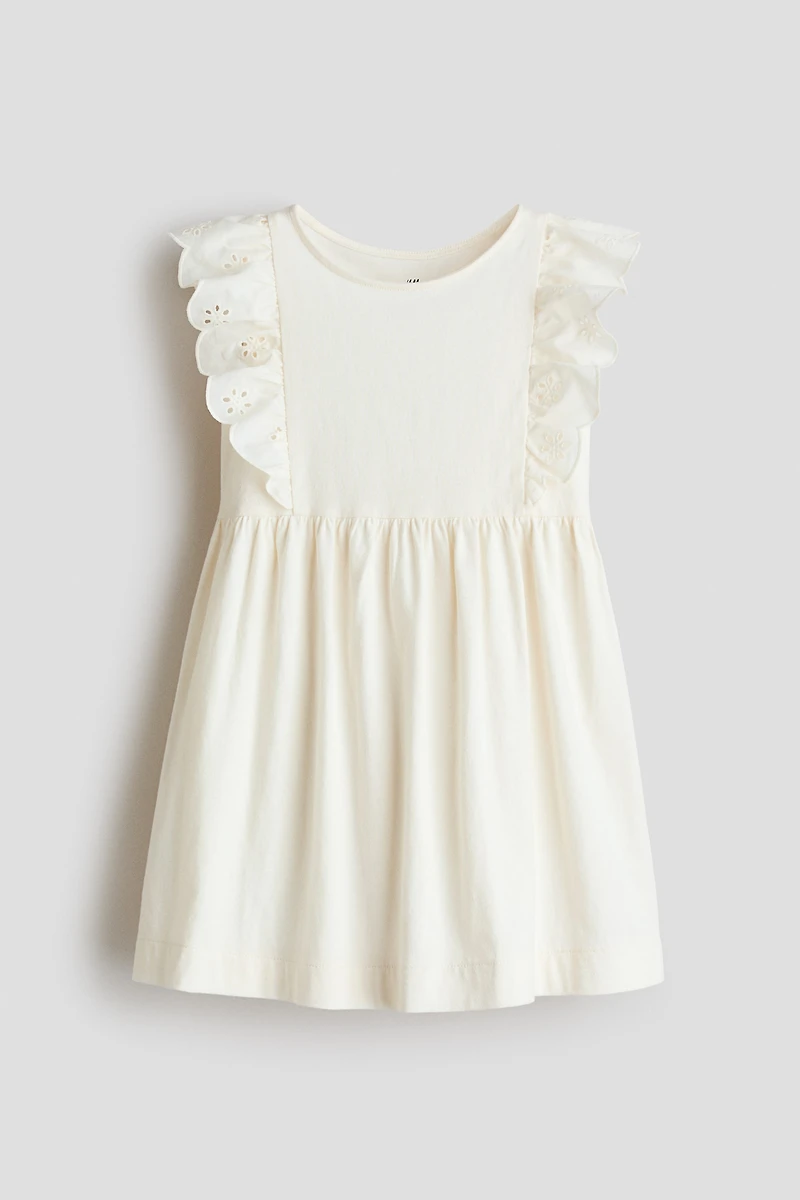 Flounce-Trimmed Cotton Dress