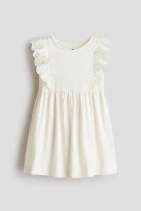 Flounce-Trimmed Cotton Dress