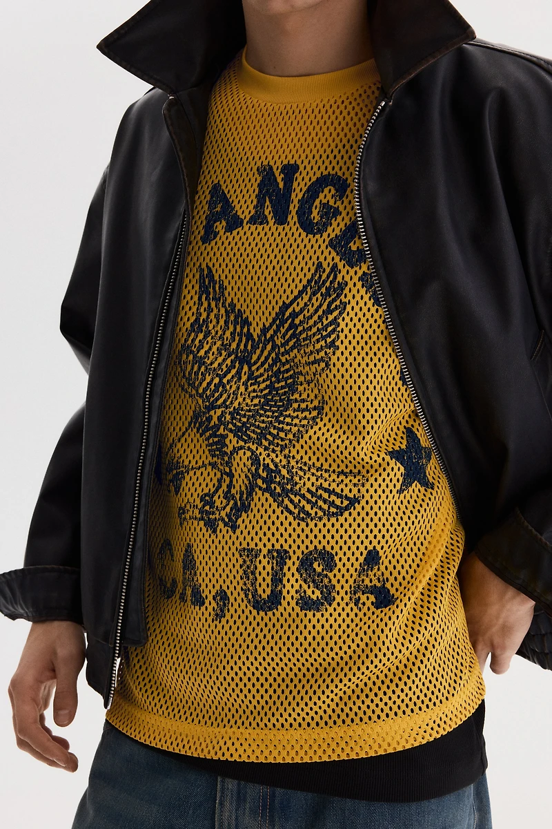 Oversized Printed Mesh T-Shirt