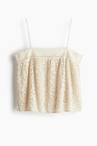 Lace-trimmed Pointelle-knit Camisole Top