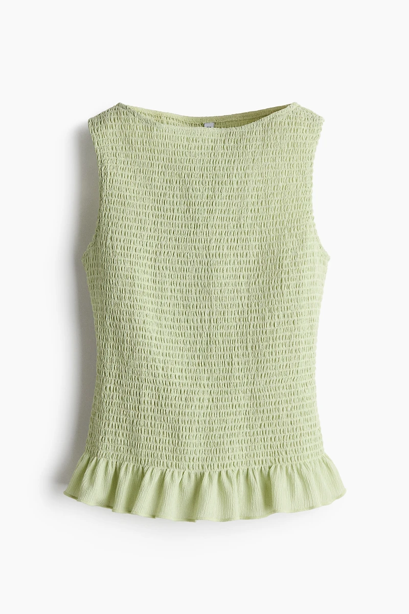 Smocked Boat-Neck Top