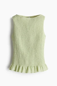 Smocked Boat-Neck Top