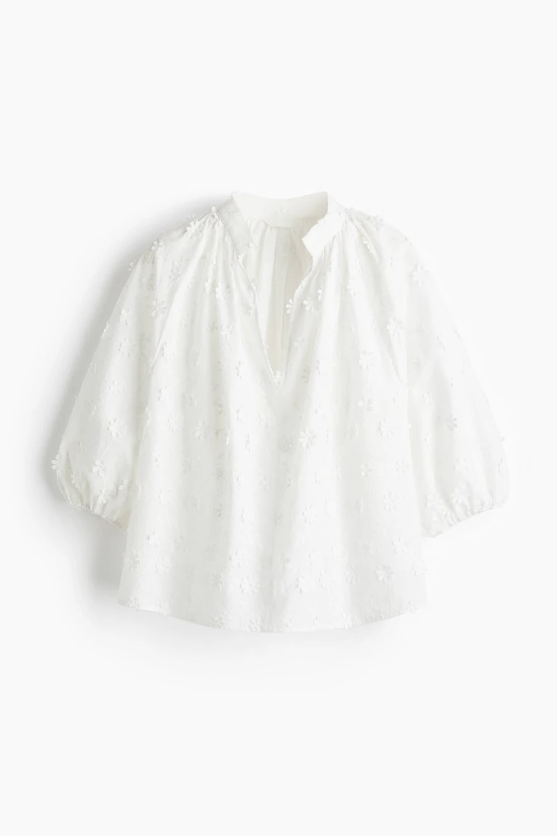 Appliquéd Cotton Blouse