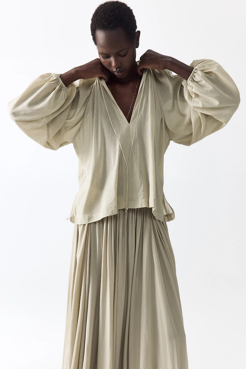 Oversized Cotton-Blend Blouse