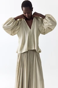 Oversized Cotton-Blend Blouse