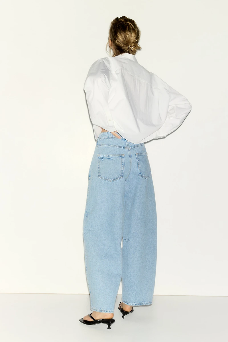 High-Waist Barrel-Leg Ankle Jeans