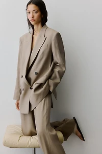 Oversized Linen-Blend Blazer