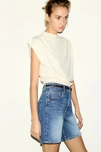 Short taille haute en denim