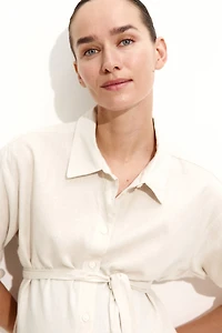 MAMA Linen-Blend Shirt Dress