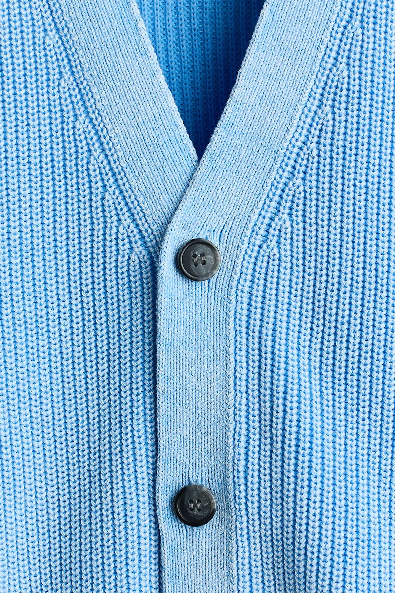 Relaxed-Fit Rib-Knit Cotton Cardigan