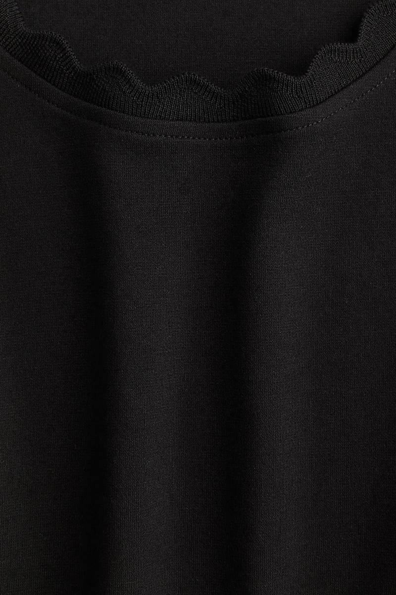 Scalloped-Trim Jersey Dress