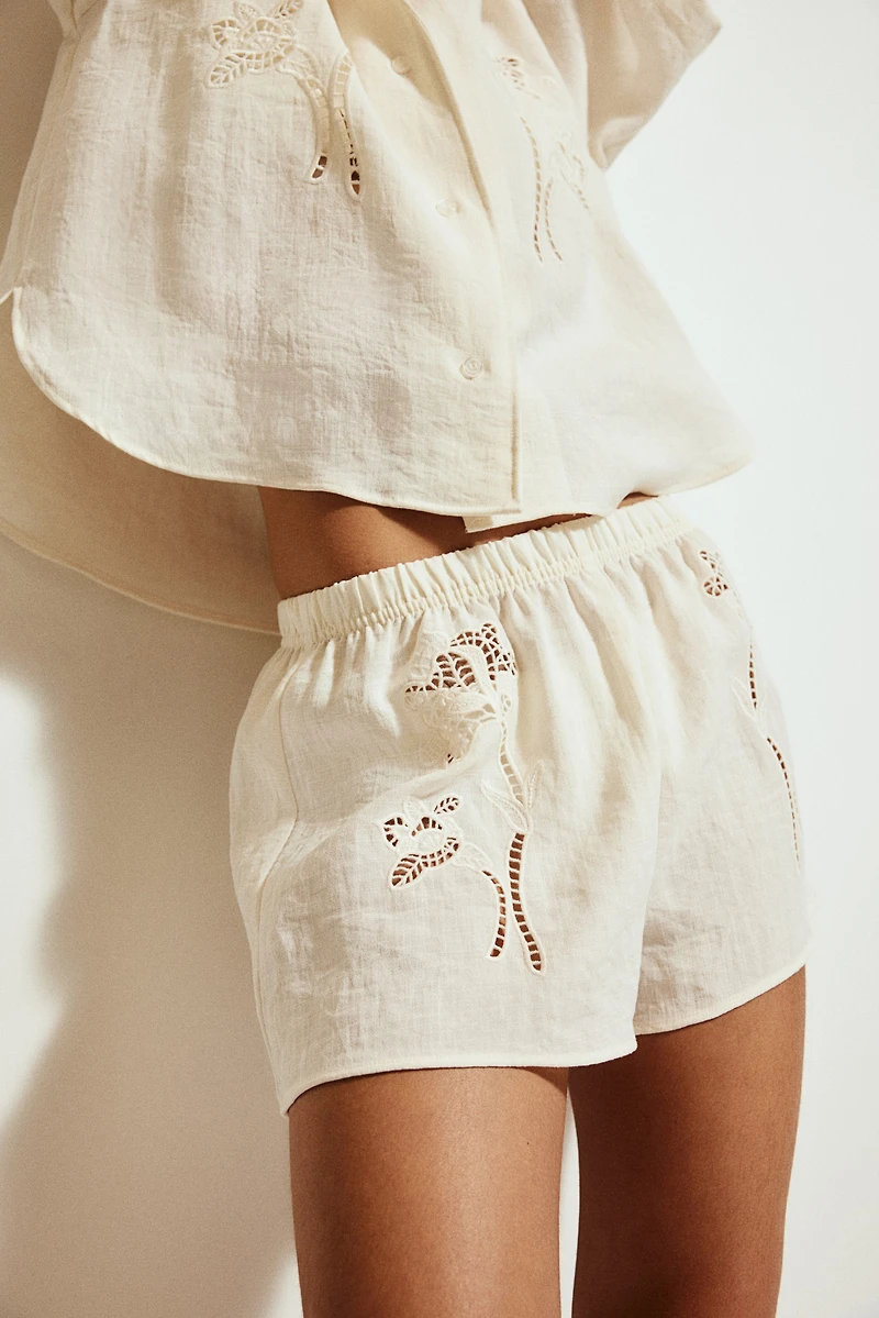 Shorts with Eyelet Embroidery