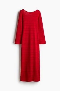 Lacing-Detail Hole-Knit Dress