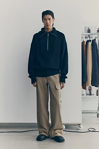 Rib-Knit Half-Zip Sweater