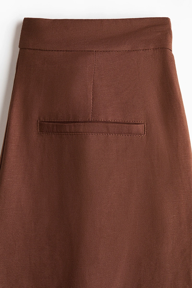 Linen-Blend Barrel-Leg Pants