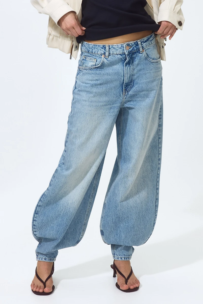 High-Waist Barrel-Leg Ankle Jeans