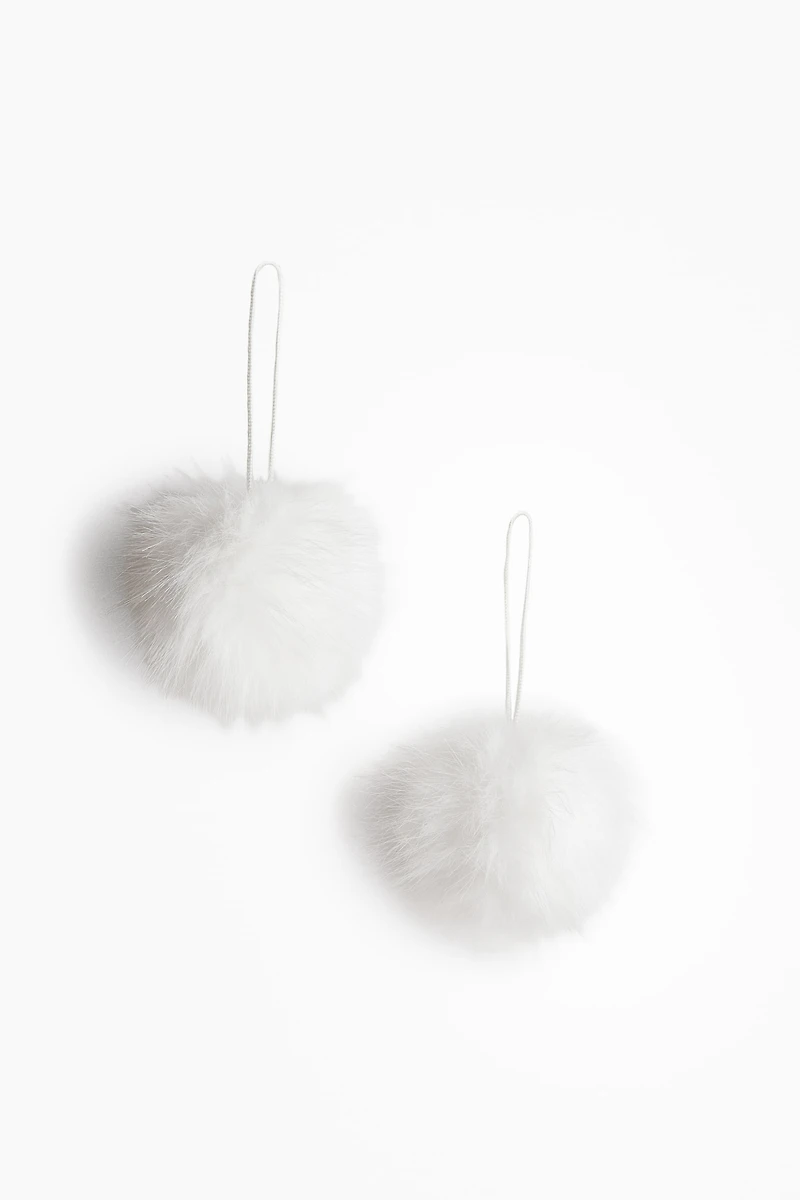 Lot de 2 décorations de Noël en forme de pompons