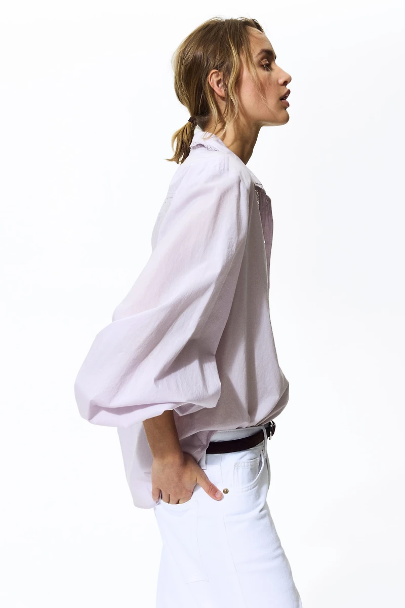 Lace-Trimmed Cotton Shirt