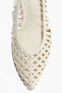 Kitten-Heeled Leather Slingbacks