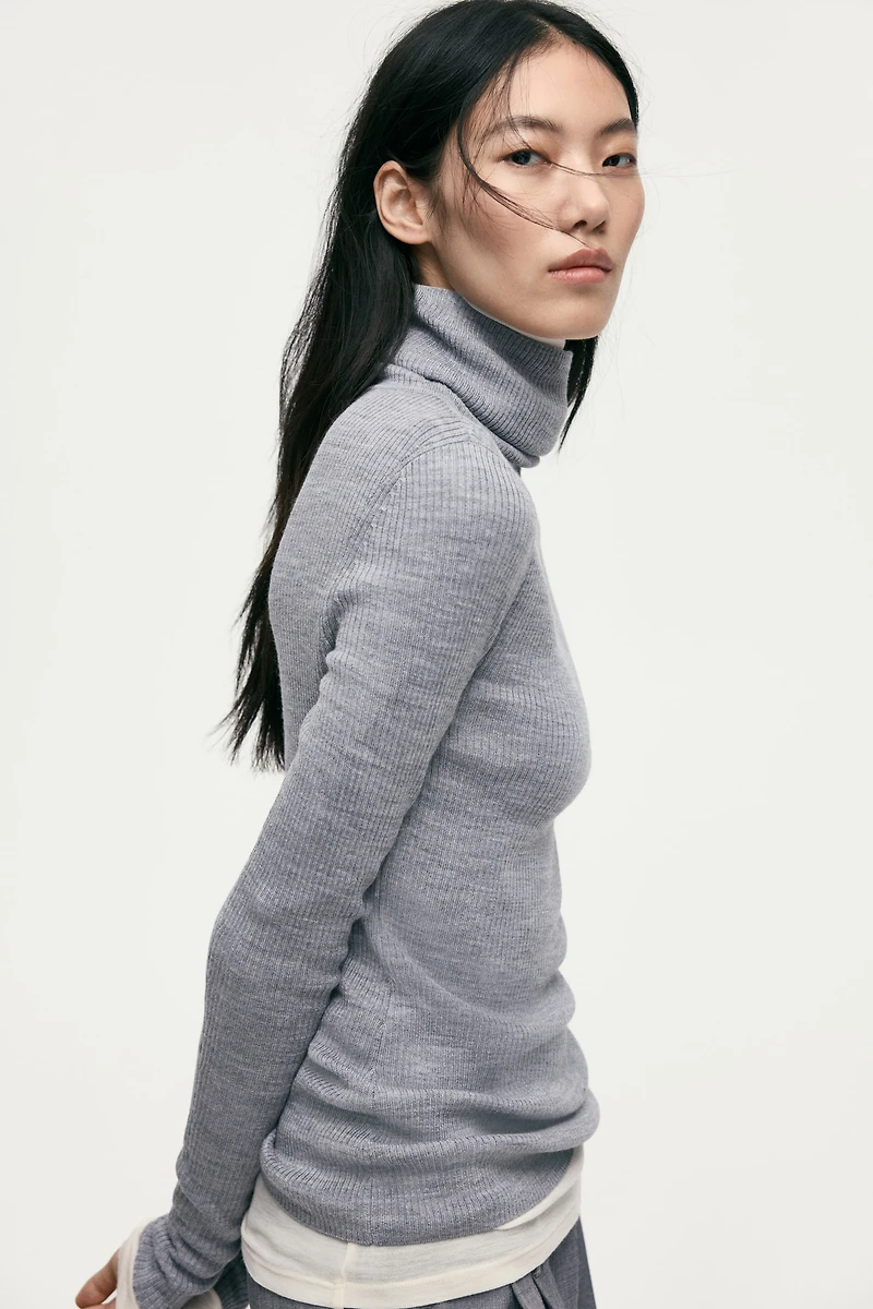 Merino Wool Turtleneck Top