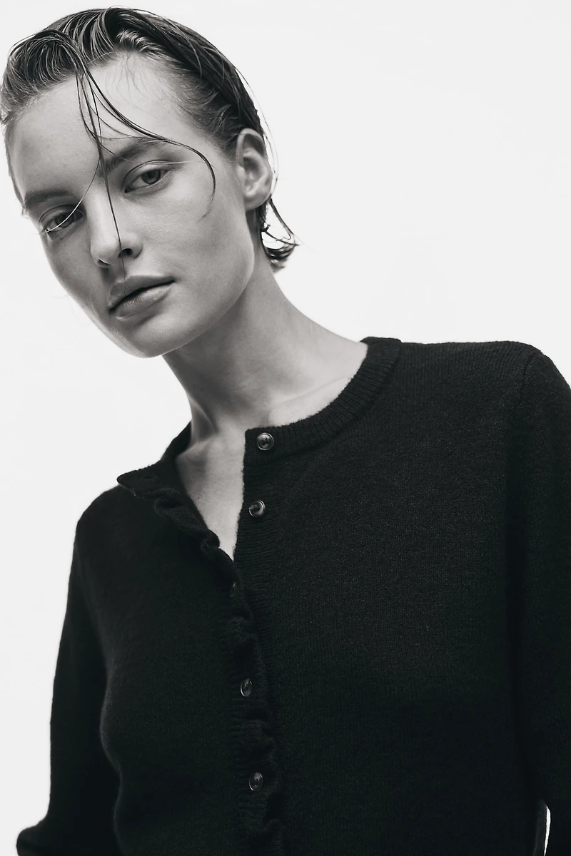 Ruffle-Trimmed Cardigan